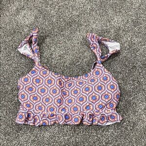 Altar'd State Pink and Blue Ruffled Crop Tank Top